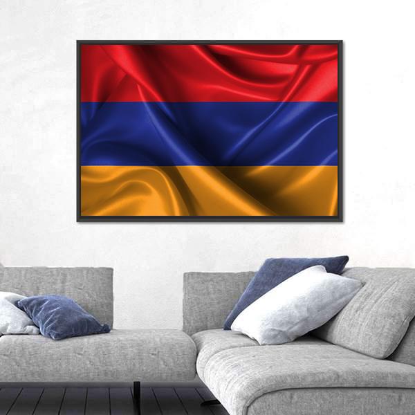 Wavy Flag Of Armenia Canvas Wall Art-5 Horizontal-Gallery Wrap-22" x 12"-Tiaracle