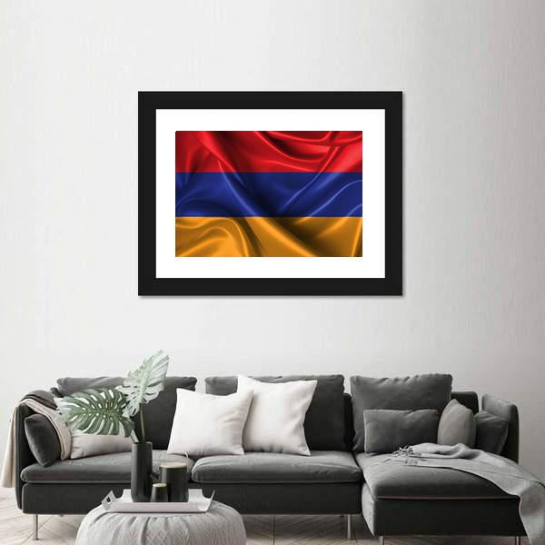 Wavy Flag Of Armenia Canvas Wall Art-5 Horizontal-Gallery Wrap-22" x 12"-Tiaracle