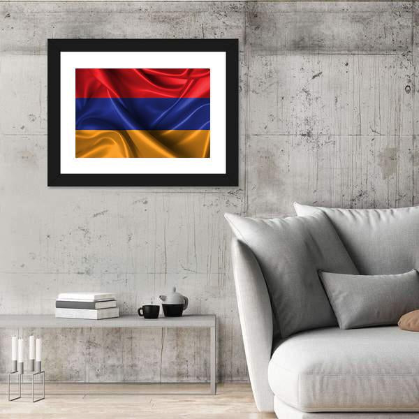 Wavy Flag Of Armenia Canvas Wall Art-5 Horizontal-Gallery Wrap-22" x 12"-Tiaracle