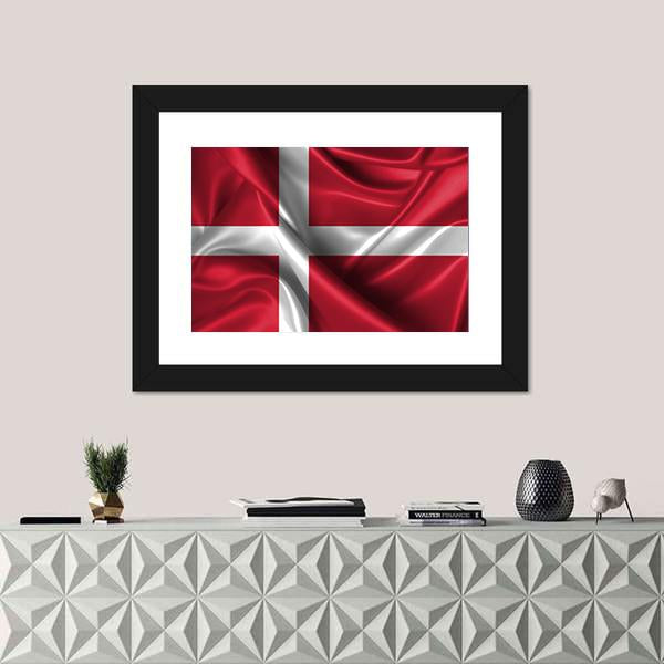 Wavy Flag Of Denmark Canvas Wall Art-1 Piece-Framed Print-30" x 20"-Tiaracle