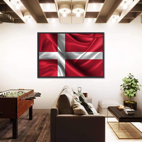 Wavy Flag Of Denmark Canvas Wall Art-5 Horizontal-Gallery Wrap-42" x 24"-Tiaracle