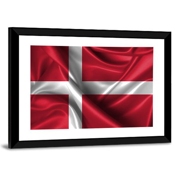 Wavy Flag Of Denmark Canvas Wall Art-5 Horizontal-Gallery Wrap-42" x 24"-Tiaracle