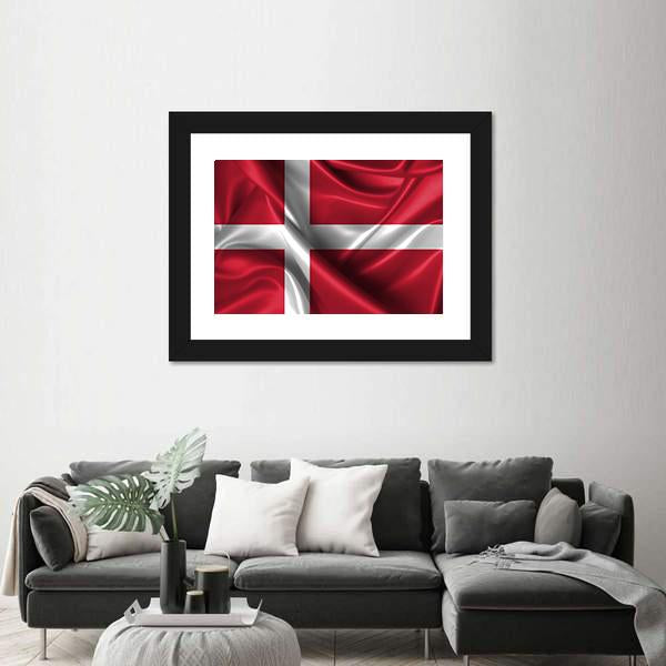 Wavy Flag Of Denmark Canvas Wall Art-5 Horizontal-Gallery Wrap-42" x 24"-Tiaracle