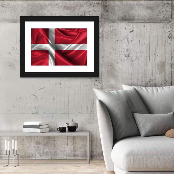 Wavy Flag Of Denmark Canvas Wall Art-5 Horizontal-Gallery Wrap-42" x 24"-Tiaracle