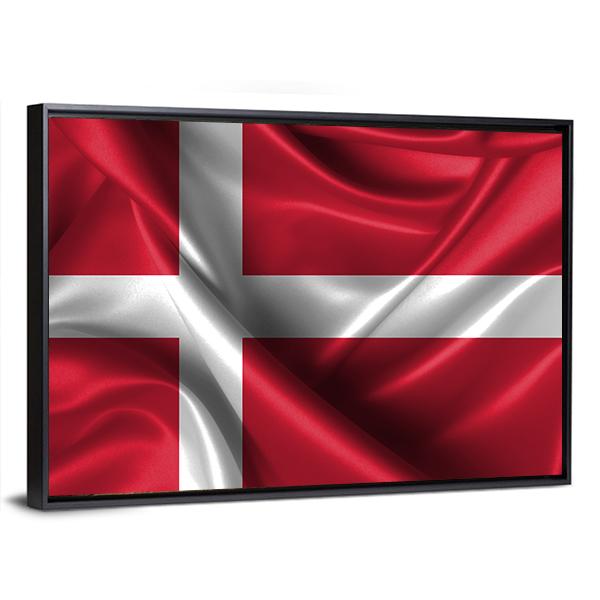Wavy Flag Of Denmark Canvas Wall Art-5 Horizontal-Gallery Wrap-42" x 24"-Tiaracle