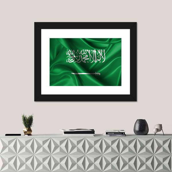 Wavy Flag Of Saudi Arabia Canvas Wall Art-1 Piece-Framed Print-30" x 20"-Tiaracle