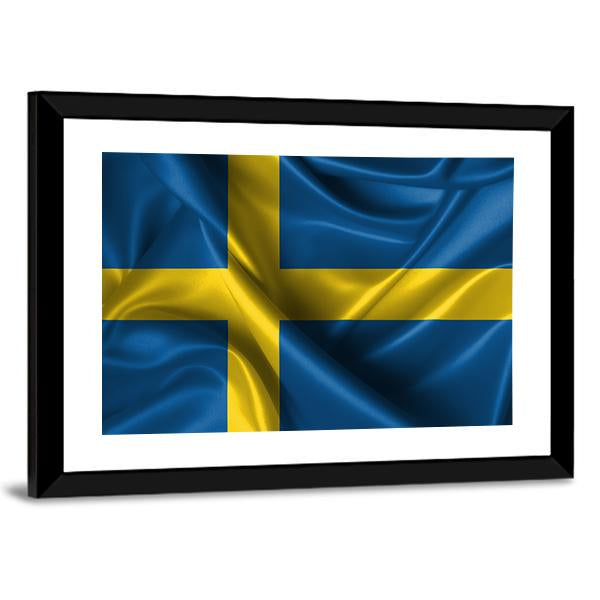 Wavy Flag Of Sweden Canvas Wall Art-5 Horizontal-Gallery Wrap-22" x 12"-Tiaracle