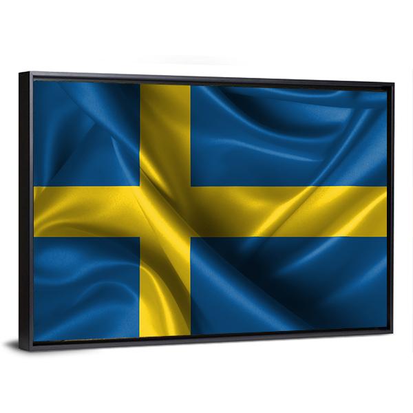 Wavy Flag Of Sweden Canvas Wall Art-5 Horizontal-Gallery Wrap-22" x 12"-Tiaracle
