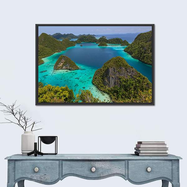 Wayag View PointRaja Ampat Indonesia Canvas Wall Art-1 Piece-Floating Frame-36" x 24"-Tiaracle