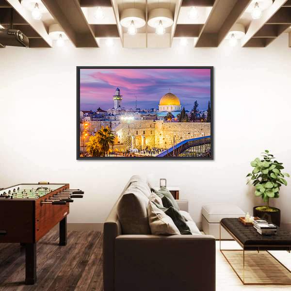 Western Wall And Temple Mount In Jerusalem Canvas Wall Art-5 Horizontal-Gallery Wrap-22" x 12"-Tiaracle