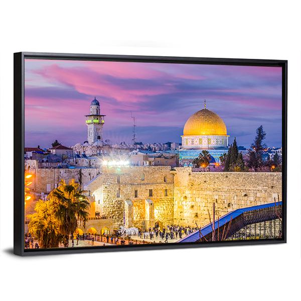 Western Wall And Temple Mount In Jerusalem Canvas Wall Art-5 Horizontal-Gallery Wrap-22" x 12"-Tiaracle