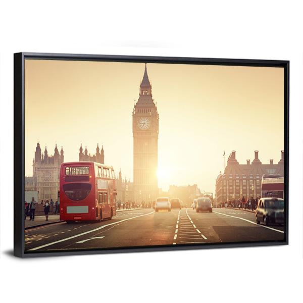 Westminster Bridge At Sunset Canvas Wall Art-3 Horizontal-Gallery Wrap-25" x 16"-Tiaracle