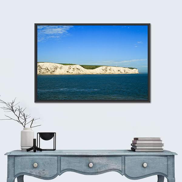 White Cliffs Of Dover From The Sea Canvas Wall Art-1 Piece-Floating Frame-24" x 16"-Tiaracle