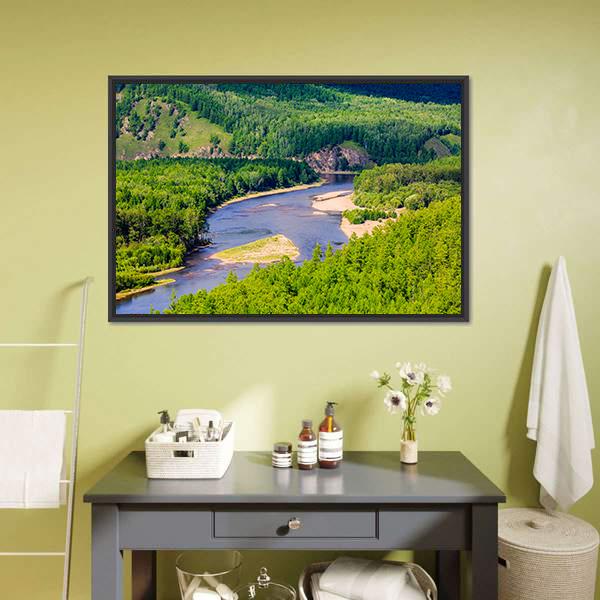 White Deer Island Mongolia Canvas Wall Art-1 Piece-Floating Frame-36" x 24"-Tiaracle
