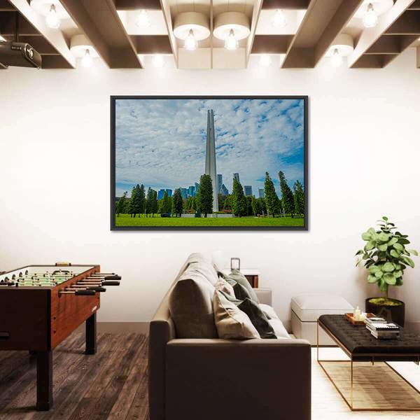 White Tower In Singapore Canvas Wall Art-1 Piece-Floating Frame-36" x 24"-Tiaracle