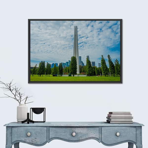 White Tower In Singapore Canvas Wall Art-5 Horizontal-Gallery Wrap-22" x 12"-Tiaracle