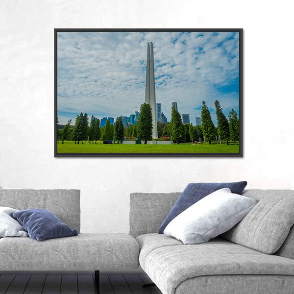 White Tower In Singapore Canvas Wall Art-5 Horizontal-Gallery Wrap-22" x 12"-Tiaracle