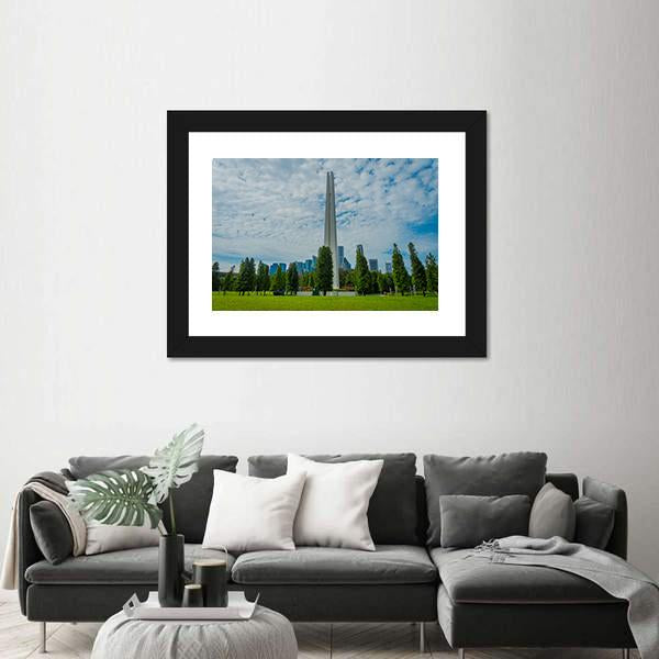 White Tower In Singapore Canvas Wall Art-5 Horizontal-Gallery Wrap-22" x 12"-Tiaracle