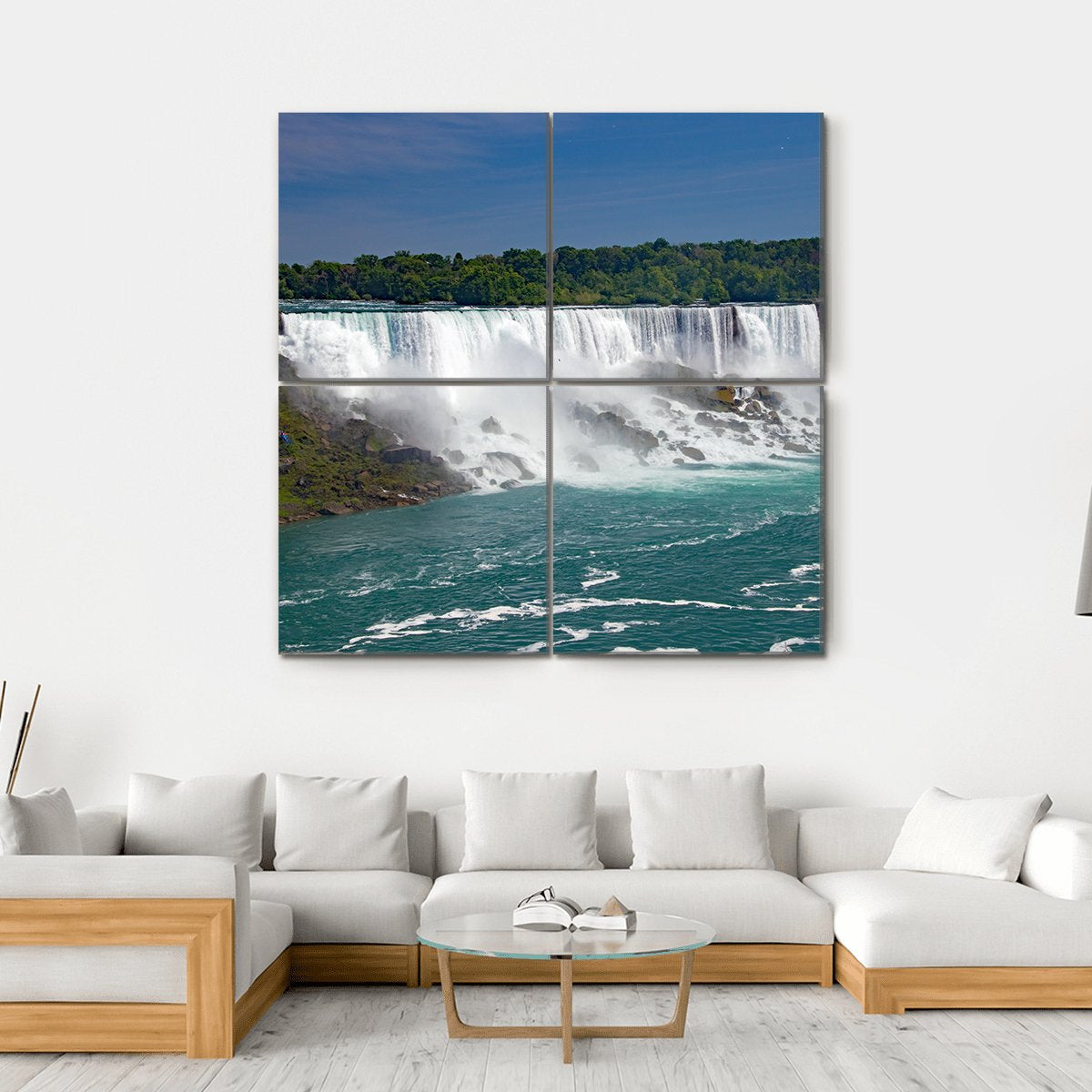 Wide View Of Niagara Falls From The Canadian Side Canvas Wall Art-4 Square-Gallery Wrap-17" x 17"-Tiaracle