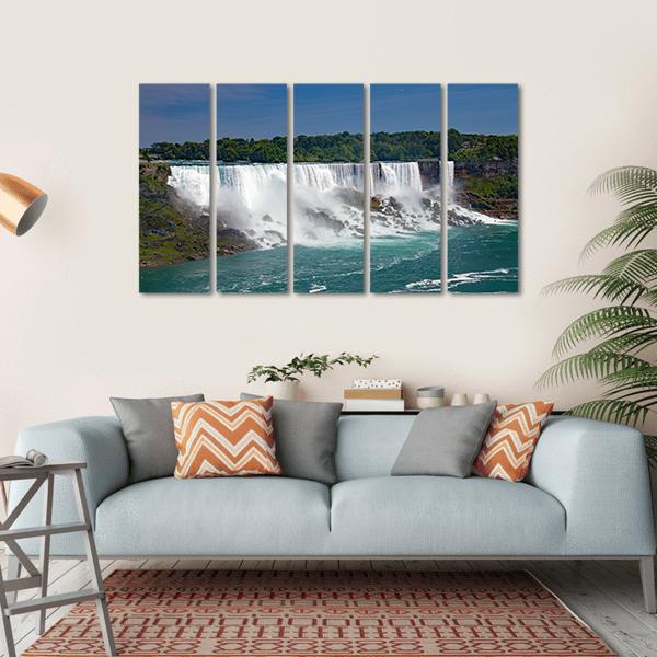 Wide View Of Niagara Falls From The Canadian Side Canvas Wall Art-5 Horizontal-Gallery Wrap-22" x 12"-Tiaracle