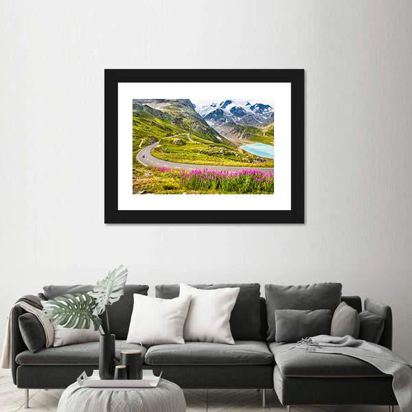 Winding Mountain Pass Road In Italian Alps Canvas Wall Art-5 Horizontal-Gallery Wrap-22" x 12"-Tiaracle