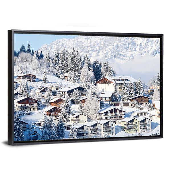 Winter In The Swiss Alps Canvas Wall Art-3 Horizontal-Gallery Wrap-25" x 16"-Tiaracle