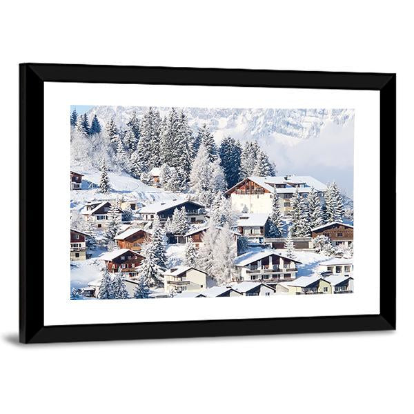 Winter In The Swiss Alps Canvas Wall Art-3 Horizontal-Gallery Wrap-25" x 16"-Tiaracle