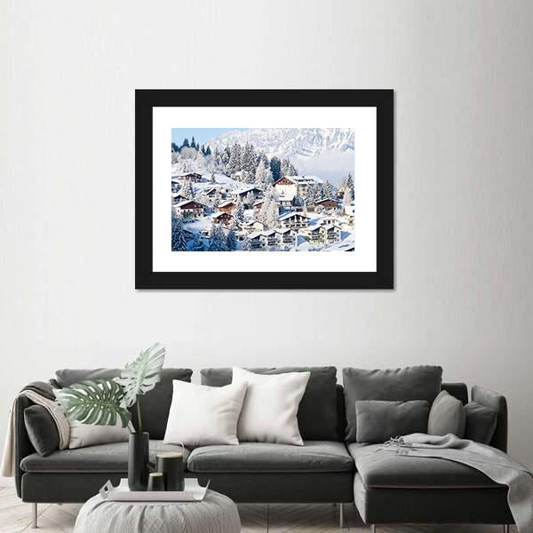 Winter In The Swiss Alps Canvas Wall Art-3 Horizontal-Gallery Wrap-25" x 16"-Tiaracle