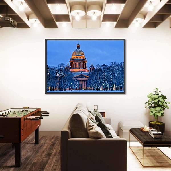 Winter View Of St Isaac's Cathedral In Saint Petersburg Canvas Wall Art-5 Horizontal-Gallery Wrap-22" x 12"-Tiaracle