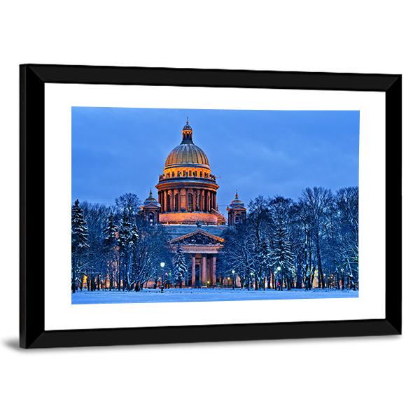 Winter View Of St Isaac's Cathedral In Saint Petersburg Canvas Wall Art-5 Horizontal-Gallery Wrap-22" x 12"-Tiaracle