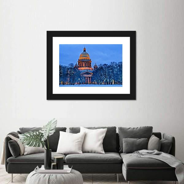 Winter View Of St Isaac's Cathedral In Saint Petersburg Canvas Wall Art-5 Horizontal-Gallery Wrap-22" x 12"-Tiaracle