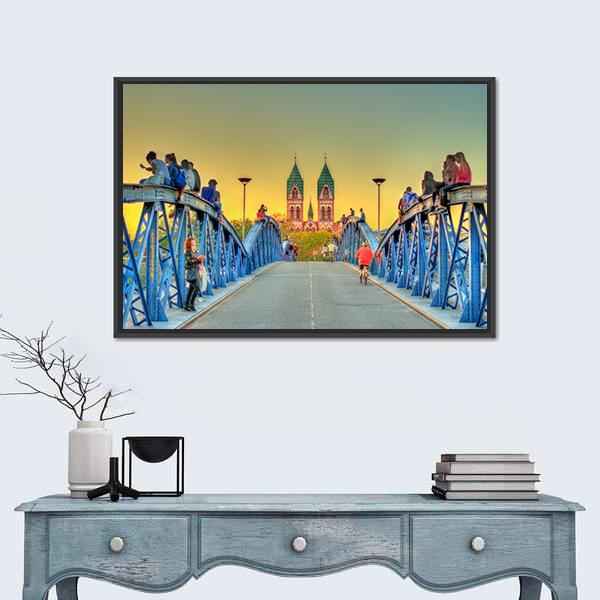 Wiwili Bridge In Freiburg Germany Canvas Wall Art-1 Piece-Floating Frame-36" x 24"-Tiaracle
