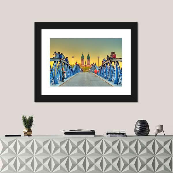 Wiwili Bridge In Freiburg Germany Canvas Wall Art-1 Piece-Framed Print-42" x 14"-Tiaracle