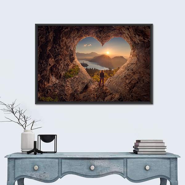 Woman In Beautiful Cave Canvas Wall Art-5 Horizontal-Gallery Wrap-22" x 12"-Tiaracle