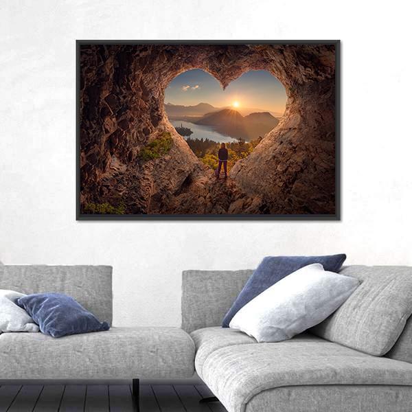 Woman In Beautiful Cave Canvas Wall Art-5 Horizontal-Gallery Wrap-22" x 12"-Tiaracle