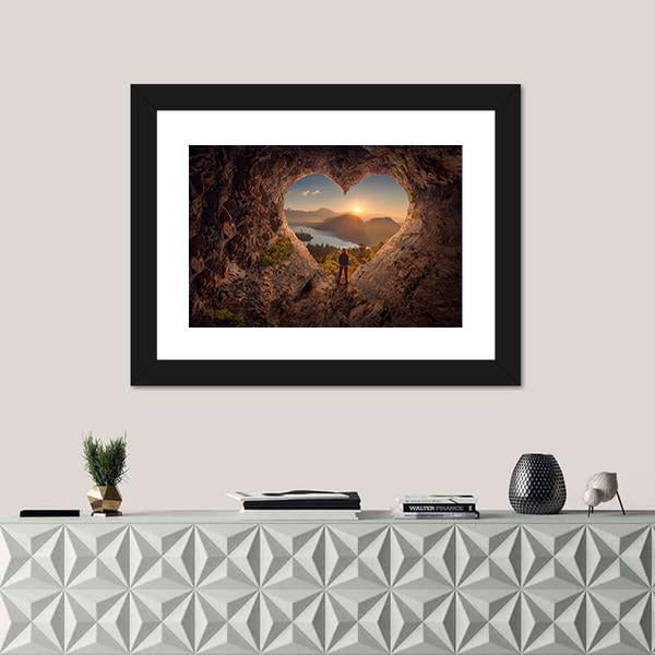 Woman In Beautiful Cave Canvas Wall Art-5 Horizontal-Gallery Wrap-22" x 12"-Tiaracle