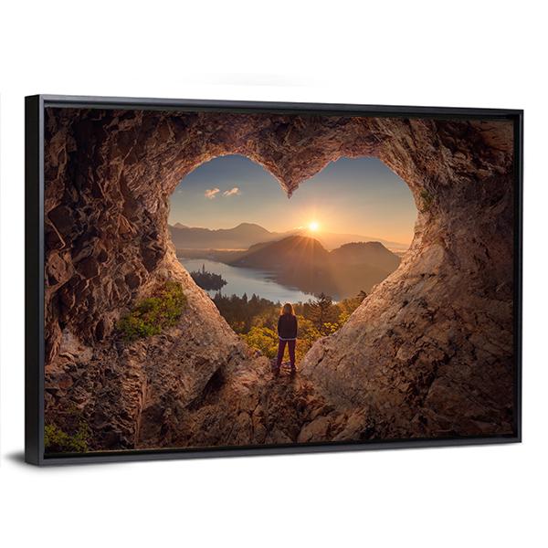 Woman In Beautiful Cave Canvas Wall Art-5 Horizontal-Gallery Wrap-22" x 12"-Tiaracle