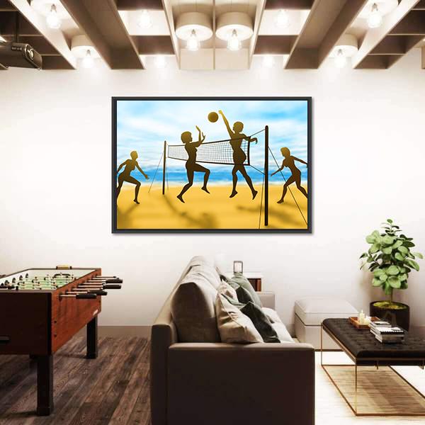 Women Playing Volleyball Canvas Wall Art-5 Horizontal-Gallery Wrap-22" x 12"-Tiaracle