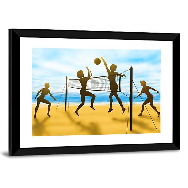 Women Playing Volleyball Canvas Wall Art-5 Horizontal-Gallery Wrap-22" x 12"-Tiaracle
