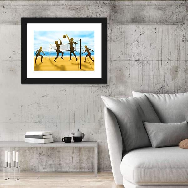 Women Playing Volleyball Canvas Wall Art-5 Horizontal-Gallery Wrap-22" x 12"-Tiaracle
