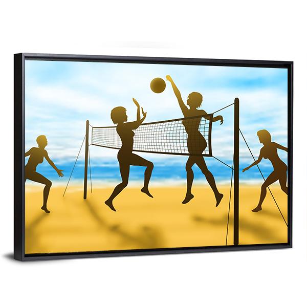 Women Playing Volleyball Canvas Wall Art-5 Horizontal-Gallery Wrap-22" x 12"-Tiaracle