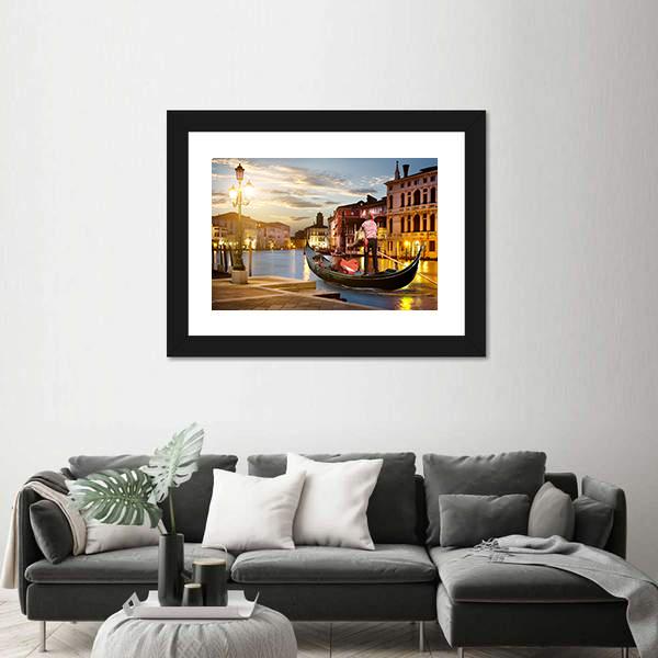 Wonderful Grand Canal In Sunset Time Canvas Wall Art-5 Horizontal-Gallery Wrap-22" x 12"-Tiaracle