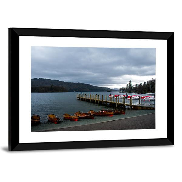 Wooden Boats In Lake District Canvas Wall Art-5 Horizontal-Gallery Wrap-22" x 12"-Tiaracle