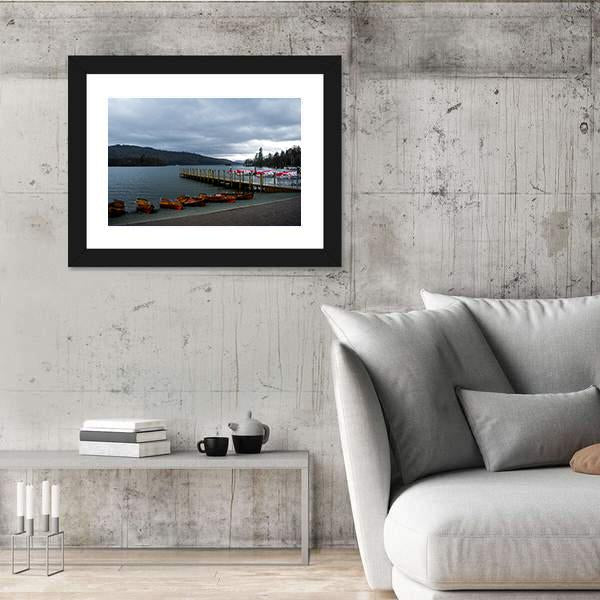 Wooden Boats In Lake District Canvas Wall Art-5 Horizontal-Gallery Wrap-22" x 12"-Tiaracle