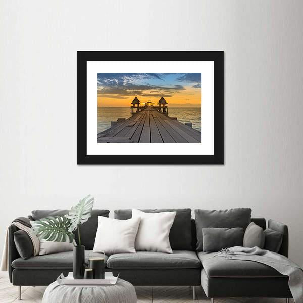 Wooden Path Leading To Seacoast Canvas Wall Art-5 Horizontal-Gallery Wrap-22" x 12"-Tiaracle