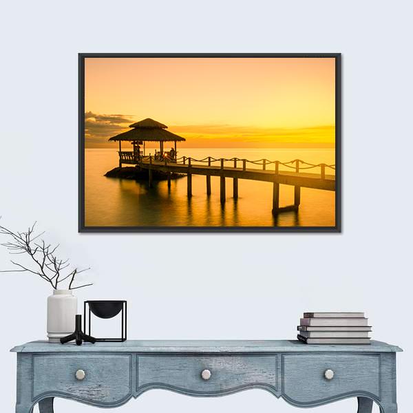 Wooden Pier In Phuket Thailand Canvas Wall Art-1 Piece-Floating Frame-36" x 24"-Tiaracle