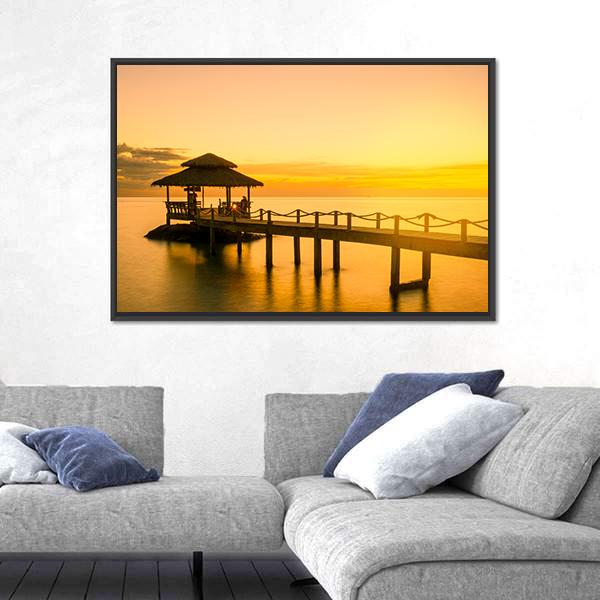 Wooden Pier In Phuket Thailand Canvas Wall Art-5 Horizontal-Gallery Wrap-22" x 12"-Tiaracle