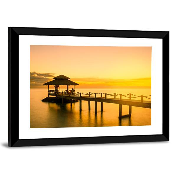 Wooden Pier In Phuket Thailand Canvas Wall Art-5 Horizontal-Gallery Wrap-22" x 12"-Tiaracle