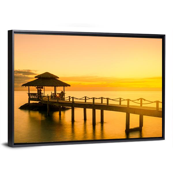 Wooden Pier In Phuket Thailand Canvas Wall Art-5 Horizontal-Gallery Wrap-22" x 12"-Tiaracle