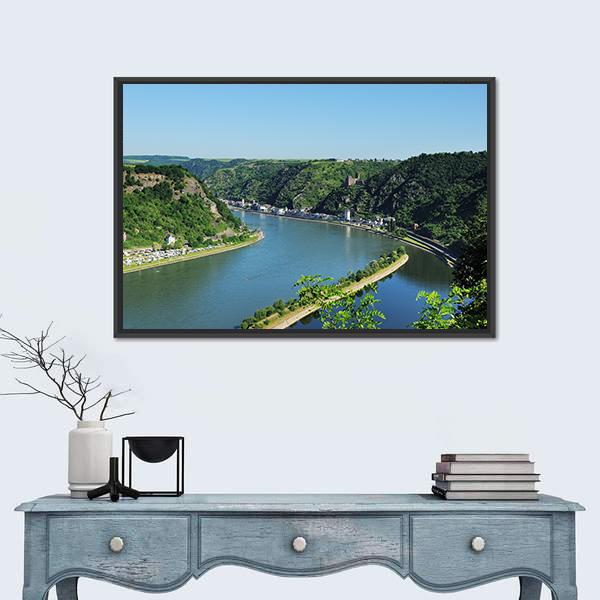World Heritage Middle Rhine Valley At The Loreley Canvas Wall Art-1 Piece-Floating Frame-36" x 24"-Tiaracle